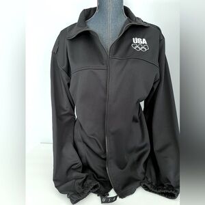 US Olympics Committee —  Black Zip Up Jacket Size Large